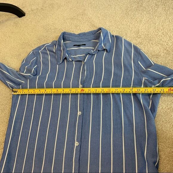 TAHARI blue white striped button down dress shirt Sz XL - Picture 12 of 14